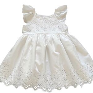 NWOT Baby Gap White Eyelet Embroidered Flutter Sleeve Dress Girl's 3T
